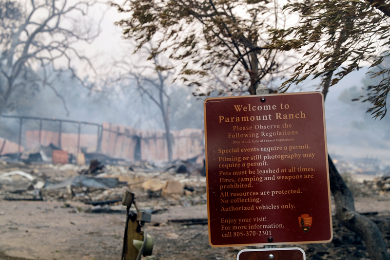 Paramount Ranch in Southern California after being destroyed by wildfire on November 9, 2018